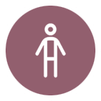 A silhouette of a man in a pink circle.